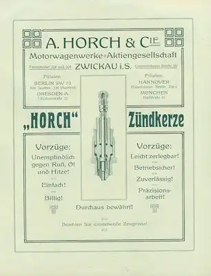 Horch Zündkerze Prospekt 1910