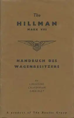 Hillman Mark VIII Bedienungsanleitung 1954
