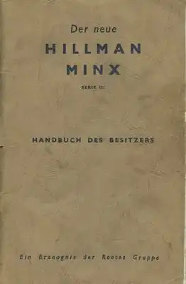 Hillman Minx Serie III Bedienungsanleitung 1958