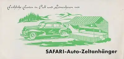 Safari Auto-Zeltanhänger Prospekt 1950er Jahre