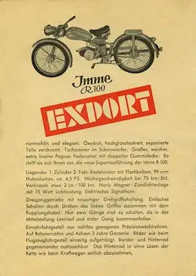 Imme R 100 Standard Prospekt ca. 1950