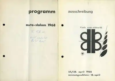 Programm 4. VCB Auto-Slalom Berlin 27./ 28.4.1968