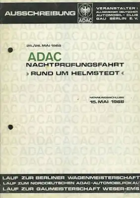 Rund um Helmstedt Ausschreibung und Ergebnislisten 25./ 26.5.1968