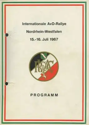 Programm Int. AvD Rallye Nordrhein-Westfalen 15.-16.7.1967