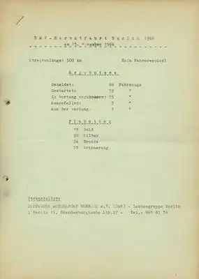DMV Herbstfahrt Ausschreibung und Ergebnislisten 13.11.1966