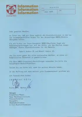 Horex / Zweirad Röth Mofa und Moped Ersatzteillisten 6.1979