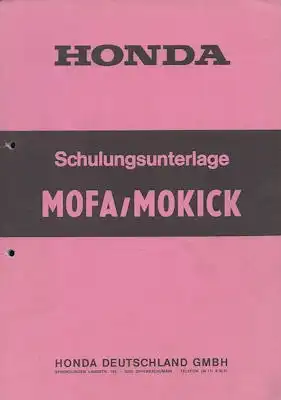 Honda Mofa / Mokick Schulungsunterlagen ca. 1978