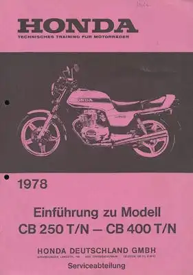 Honda CB 250 T/N 400 T/N Einführung zum Modell 1978