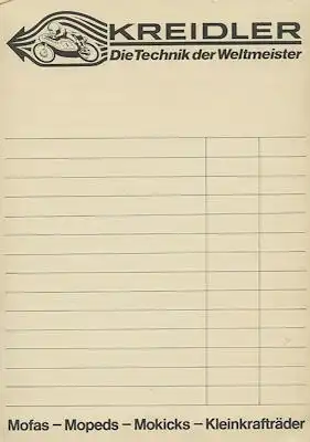 Kreidler Schreibblock 1970er Jahre