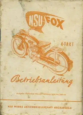 NSU Fox Bedienungsanleitung 12.1952