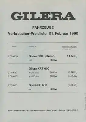 Gilera Preisliste 2.1990