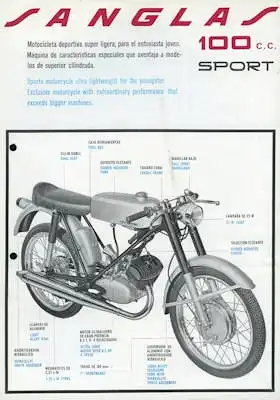 Sanglas 100 c.c. Sport Prospekt 1960er Jahre