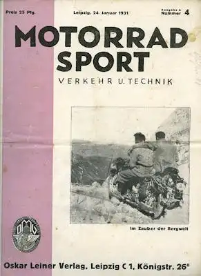 Motorrad Sport Verkehr und Technik 1931 Heft 4