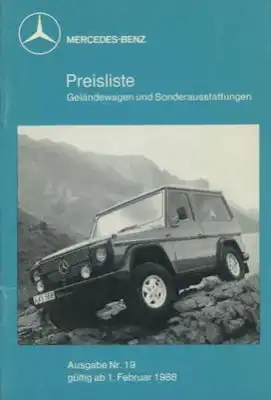 Mercedes-Benz G Klasse Preisliste 2.1988