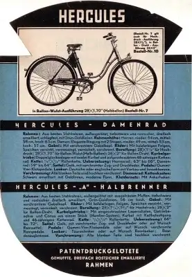 Hercules Fahrrad Programm ca. 1936