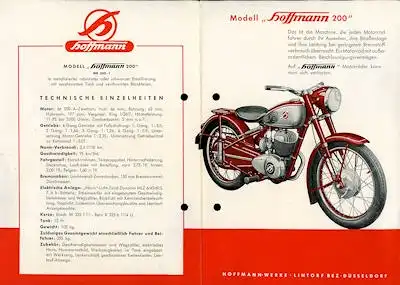 Hoffmann Modell 200 Prospekt ca. 1952