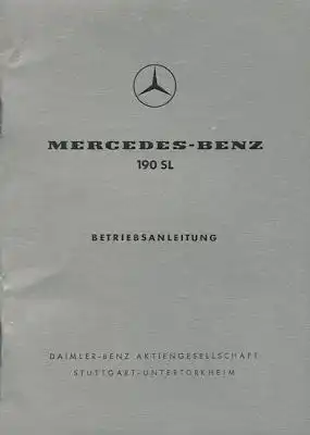Mercedes-Benz 190 SL Bedienungsanleitung 1961