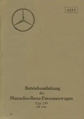 Mercedes-Benz 230 W 153 Bedienungsanleitung 5.1940