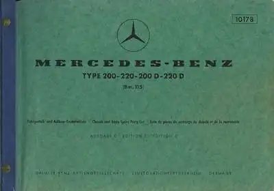 Mercedes-Benz 200 220 200D 220D Ersatzteilliste 9.1970