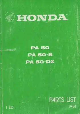 Honda PA 50 / S / DX Ersatzteilliste 1981