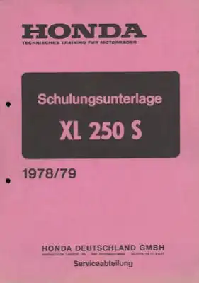 Honda XL 250 S Schulungsunterlagen 1978/79