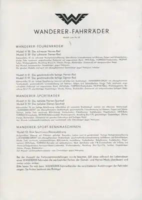 Wanderer Fahrrad Prospekt 1950er Jahre