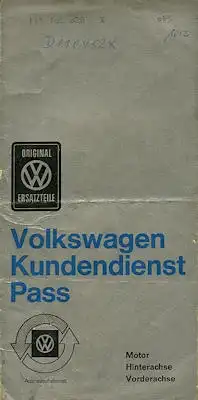 VW Kundendienst Pass 1970er Jahre