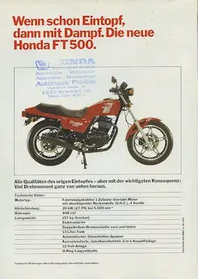 Honda FT 500 Prospekt 11.1981