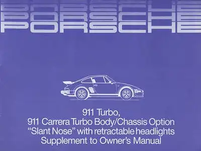 Porsche 911 Turbo Ergänzung zur Bedienungsanleitung e