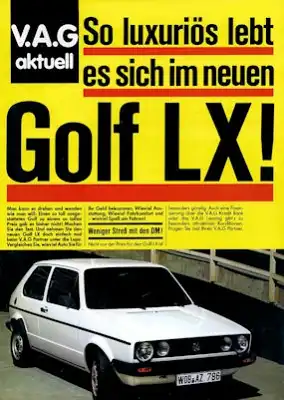 VW Golf 1 LX Prospekt ca. 1982