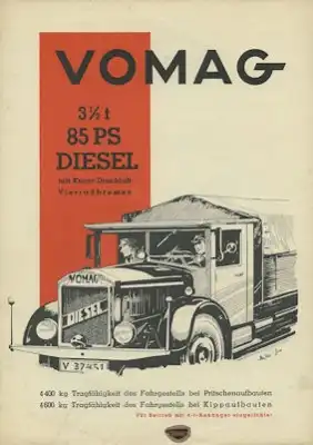 Vomag 3,5 t 85 PS Diesel Prospekt 9.1935