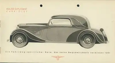 Adler Diplomat 3 Liter Prospekt 1934
