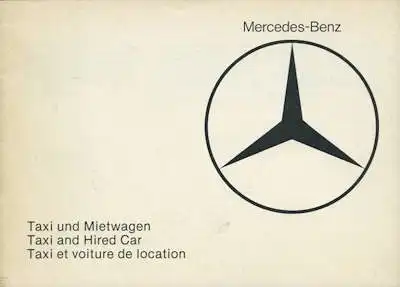 Mercedes-Benz W 123 Taxi / Mietwagen Zusatz-Bedienungsanleitung 1.1977