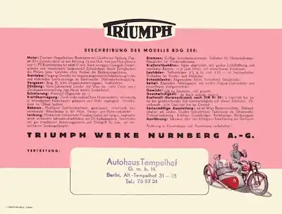 Triumph BDG 250 Prospekt 1950