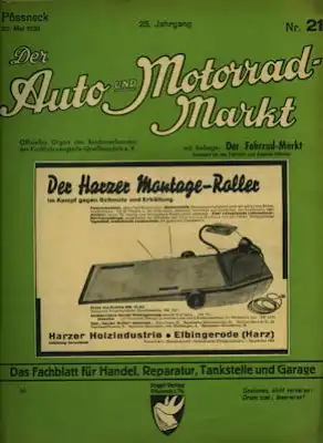 Auto u. Motorrad Markt Pößneck 1935 div. Heft
