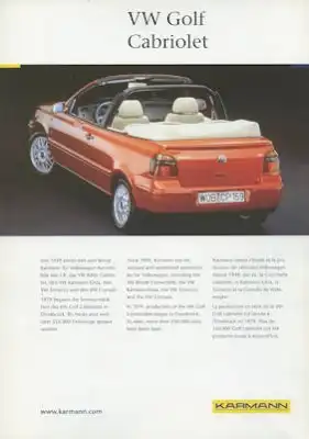VW Karmann Golf 4 Cabriolet Prospekt ca. 1999