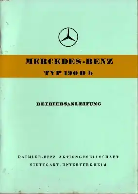 Mercedes-Benz 190 Db Bedienungsanleitung 7.1959