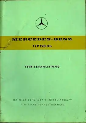 Mercedes-Benz 190 Db Bedienungsanleitung 9.1959