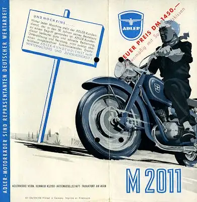 Adler Motorrad MB 201 Prospekt 1954