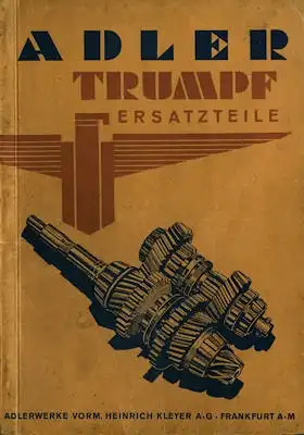 Adler Trumpf Ersatzteilliste 1933