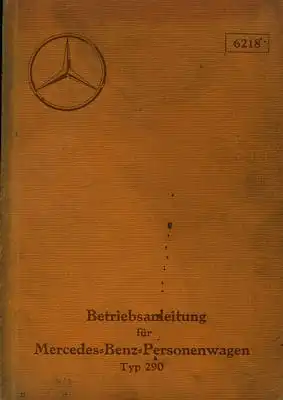 Mercedes-Benz Typ 290 Bedienungsanleitung 8.1933