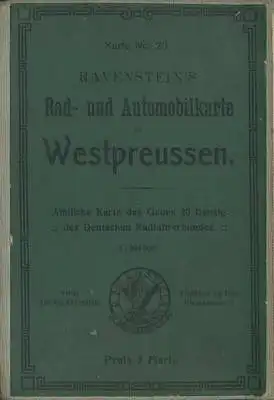 Ravenstein`s Rad- und Automobil-Karte Westpreußen ca. 1910