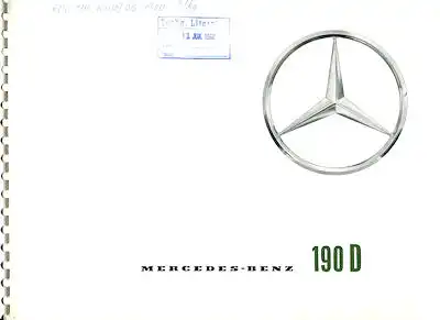 Mercedes-Benz 190 D Prospekt 7.1959