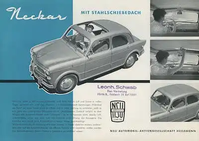 NSU-Fiat Neckar mit Schiebedach Prospekt ca. 1959