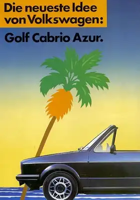 VW Golf 1 Cabriolet Sondermodell Azur Prospekt 1985