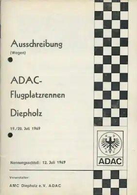 Ausschreibung Flugplatzrennen Diepholz 19./20.7.1969