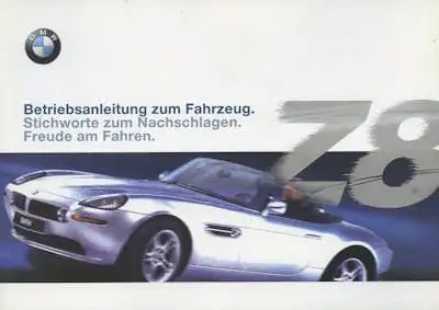 BMW Z 8 Fahrzeug-Mappe mit Bedienungsanleitung 8.2000