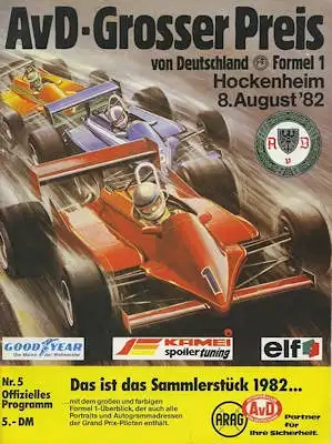 Programm Hockenheimring F 1 8.8.1982