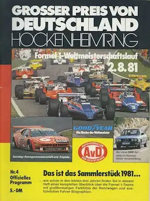 Programm Hockenheimring F 1 2.8.1981