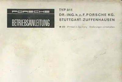Porsche 911 Bedienungsanleitung ca. 1964/65